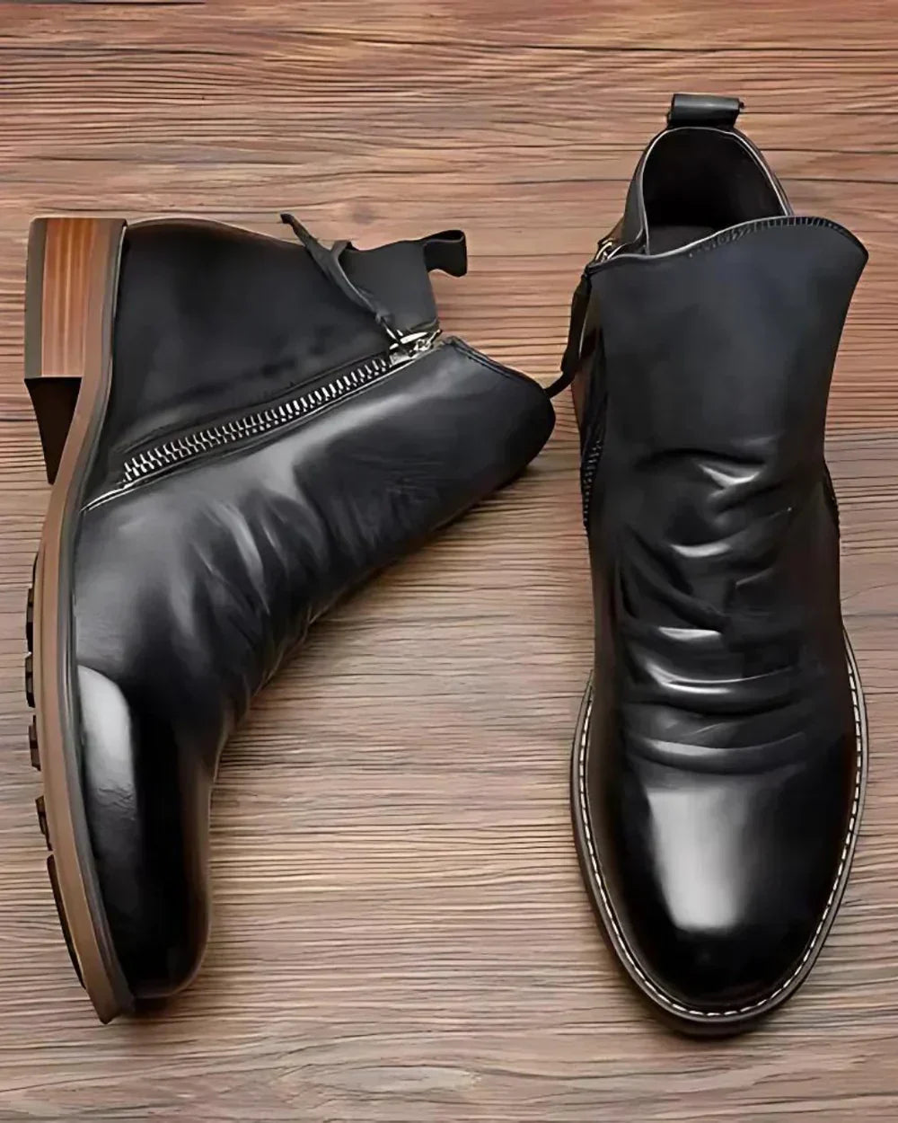 Steve | Leather Ankle Boots with Side Zip