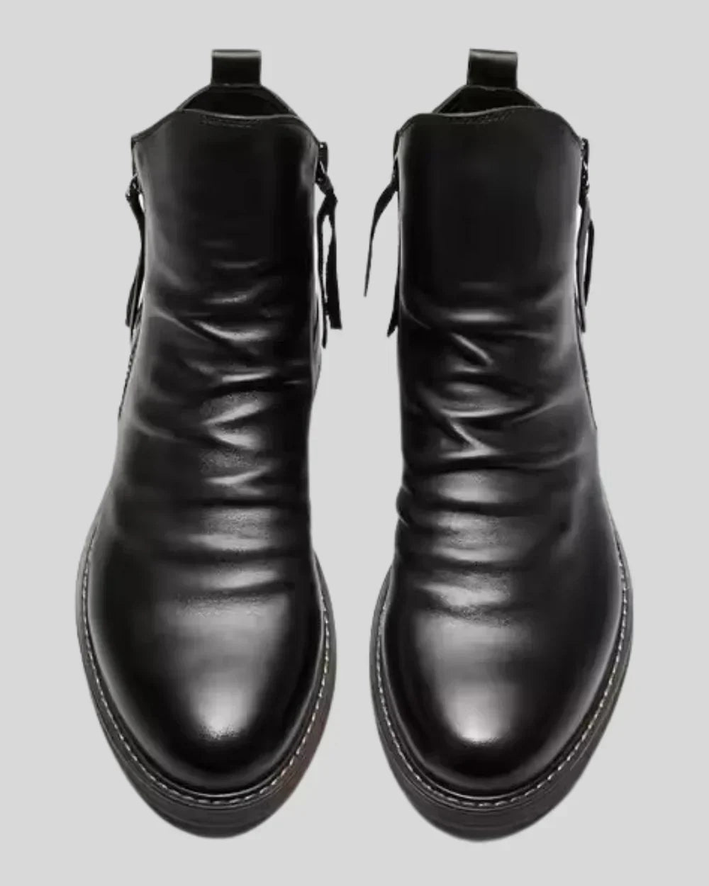 Steve | Leather Ankle Boots with Side Zip