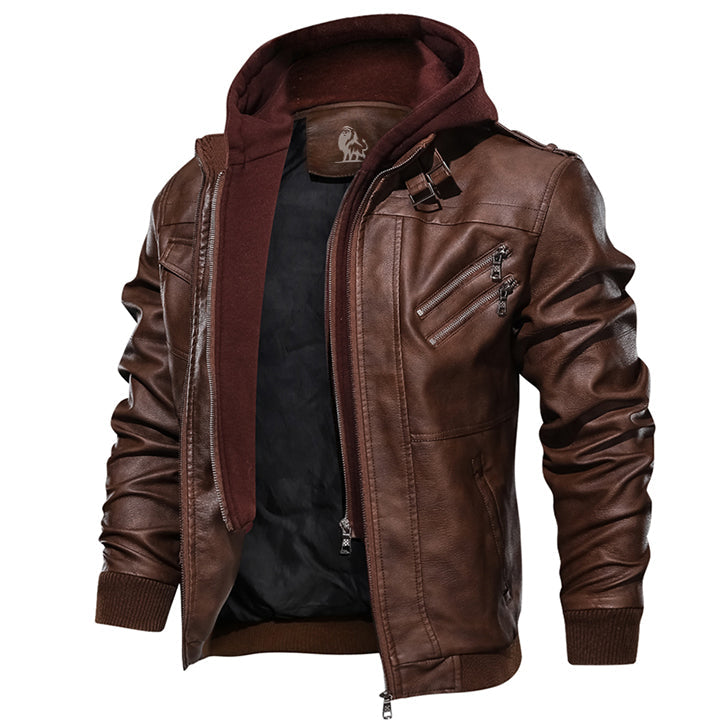 Henry | Leather Jacket with Hood