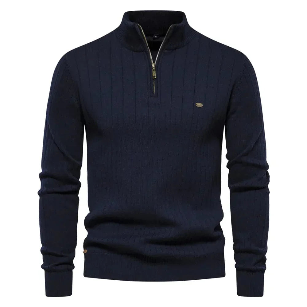 Denzel | Casual zip-up Sweater with Stand-up Collar